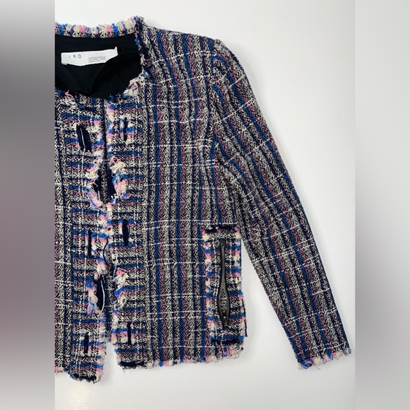 IRO | Revolve Open Front Frannie Tweed Jacket in Blue - Picture 7 of 13